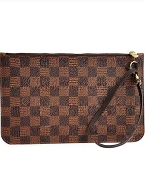 💯 Authentic Louis Vuitton Damier Ebene Neverfull Wristlet Pouch